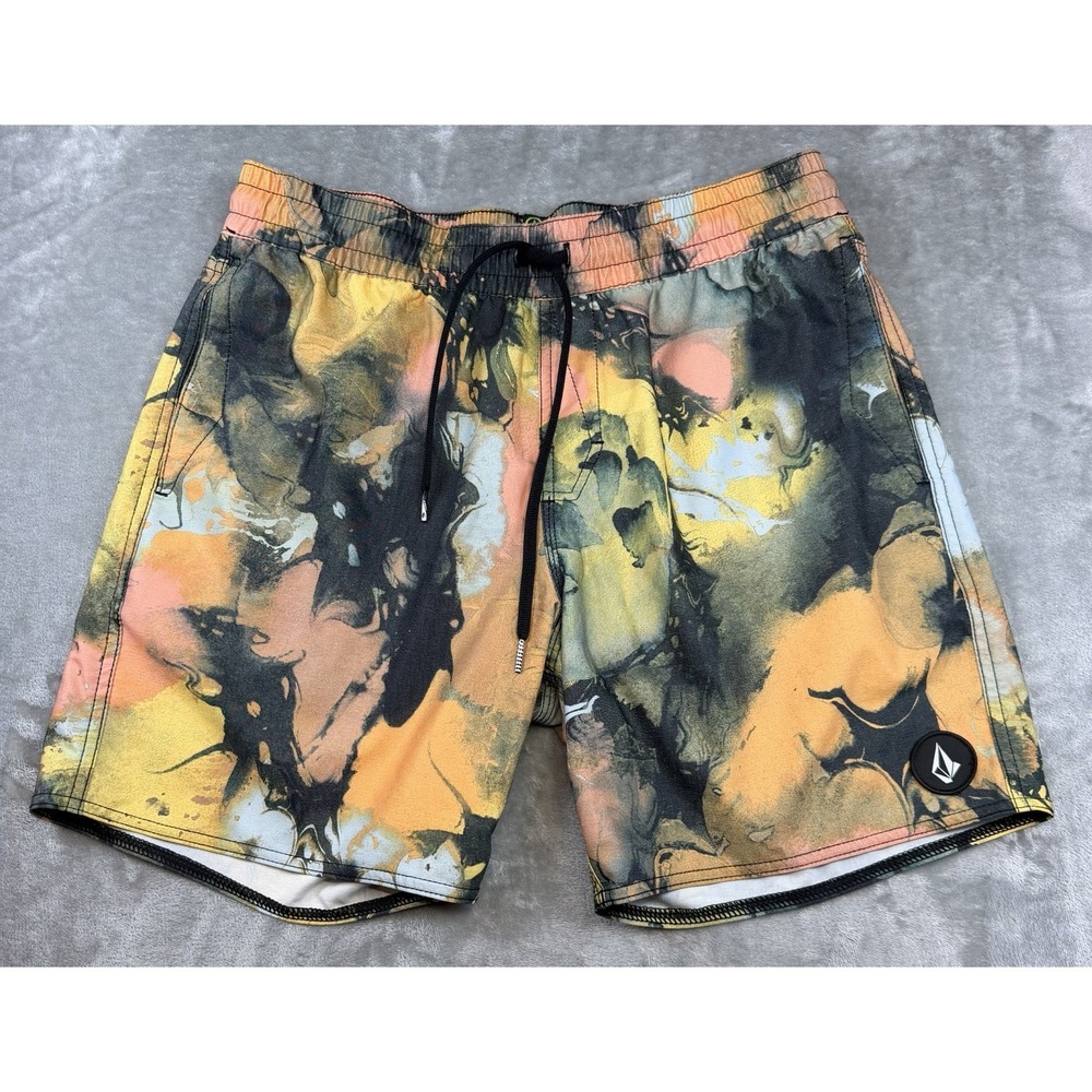 Volcom Stoneys Board Shorts Men's Size 32 Abstract Marble Watercolor Print Swim